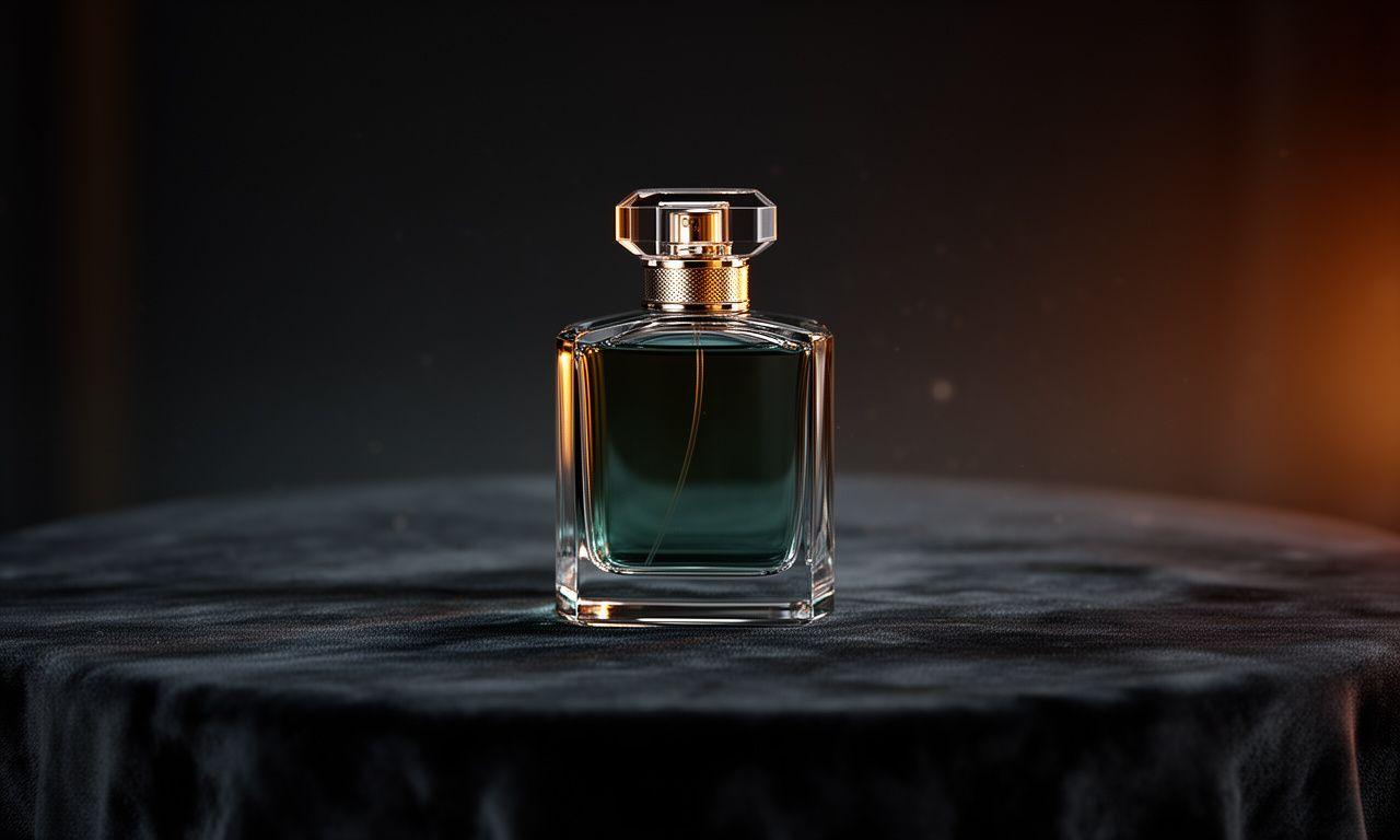 Luxuriöser Flakon der Limited Edition auf einem dunklen Samttisch mit weichem Licht und Zürcher Abendstimmung